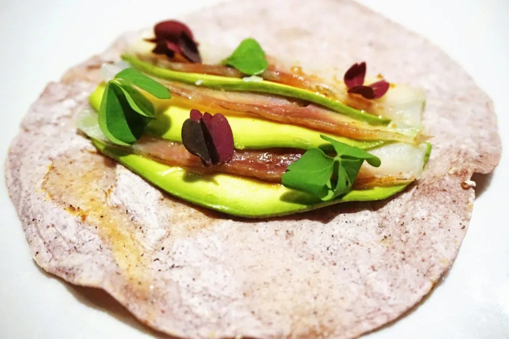 Kampachi taco with avocado