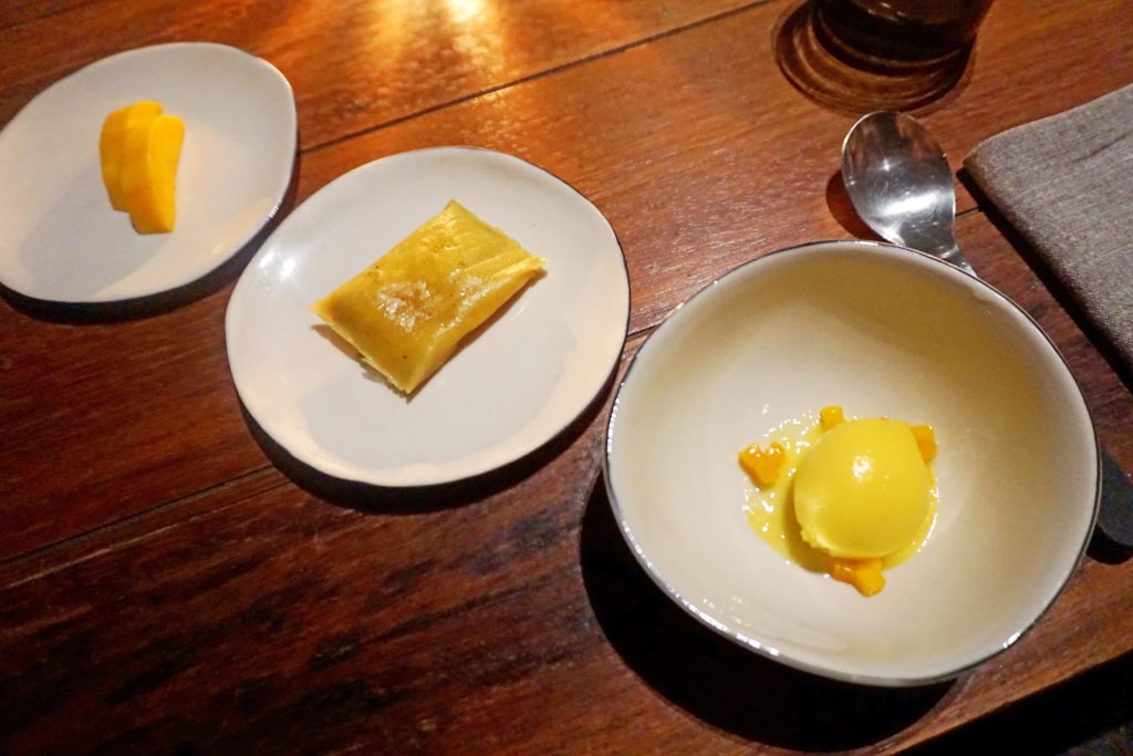 Three mango desserts from Pujol