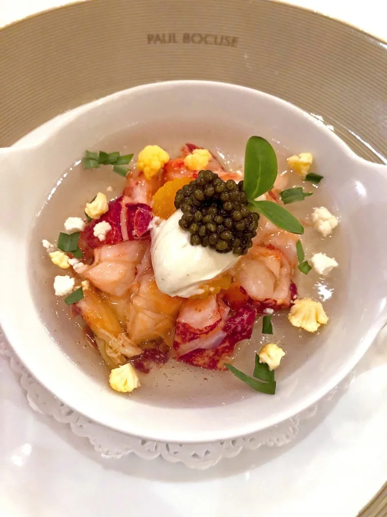 Lobster in clear gelee with creme fraiche and caviar