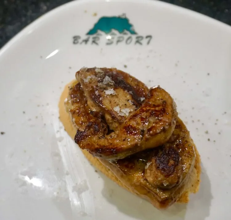 Foie gras pintxo from Bar Sport in San Sebastián, Spain.