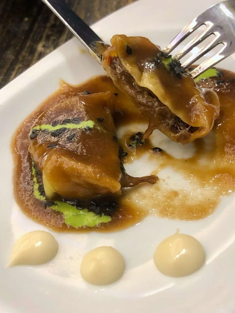 Oxtail ravili from Zazpi in San Sebastián.