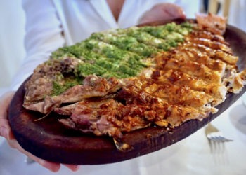 Fish with two sauces from Contramar CDMX