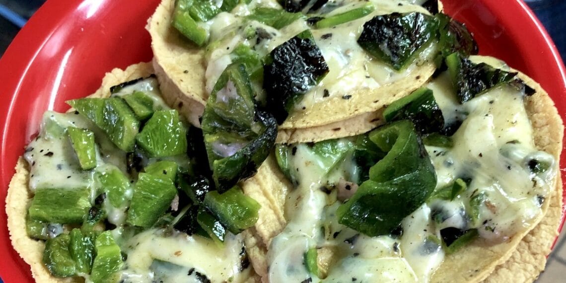 Poblano and cheese tacos from Taqueria Los Parados in Mexico City