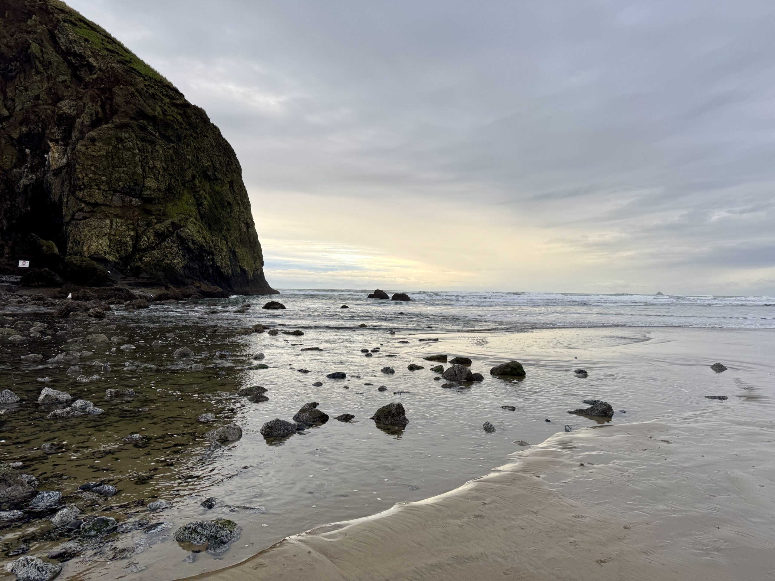 Haystack Rock in Cannon Beach on the Oregon Coast at sunset